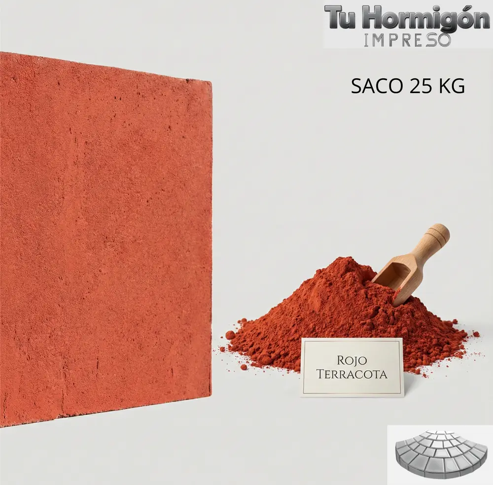 Pigmento óxido de hierro rojo terracota-ladrillo para cemento y hormigón RTCX- saco 25 KG
